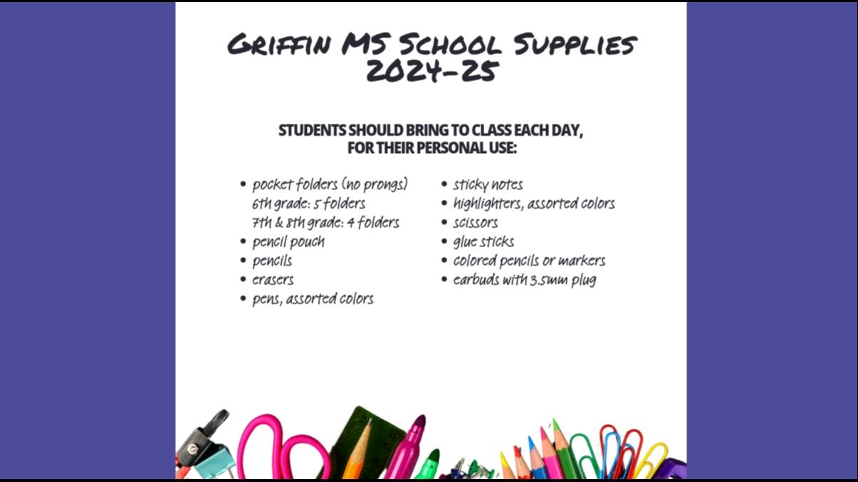 20242025 School Supply List